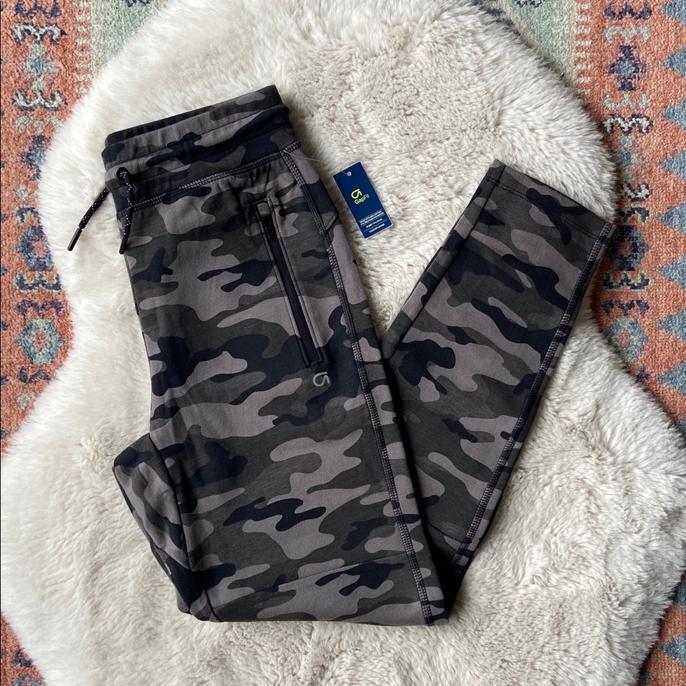 Gap Fit boys grey & black camo jogger sweat pant athletic sporty kids XL 12